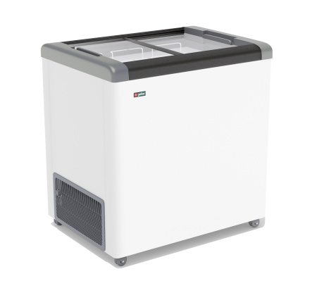 ЛАРЬ МОРОЗИЛЬНЫЙ GELLAR FG 250 С ПРЯМОЕ СТЕКЛО СЕРЫЙ (ПРОПАН)